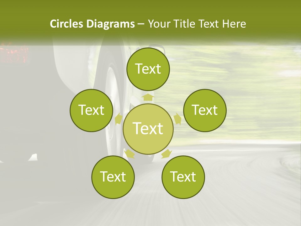 A Car Driving Down A Road With Blurry Trees In The Background PowerPoint Template