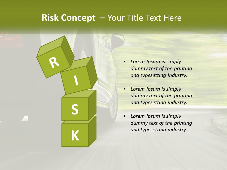 A Car Driving Down A Road With Blurry Trees In The Background PowerPoint Template