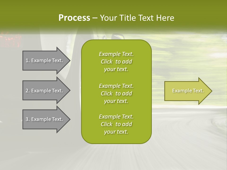 A Car Driving Down A Road With Blurry Trees In The Background PowerPoint Template