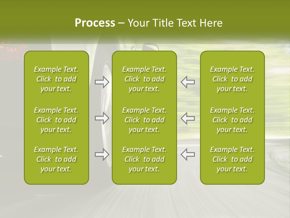 A Car Driving Down A Road With Blurry Trees In The Background PowerPoint Template