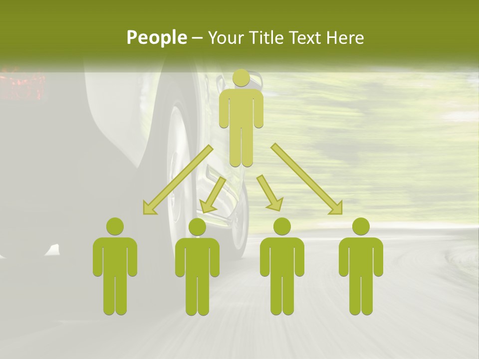 A Car Driving Down A Road With Blurry Trees In The Background PowerPoint Template