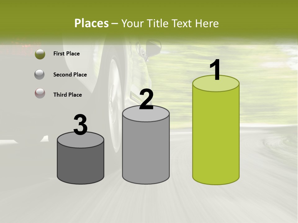 A Car Driving Down A Road With Blurry Trees In The Background PowerPoint Template
