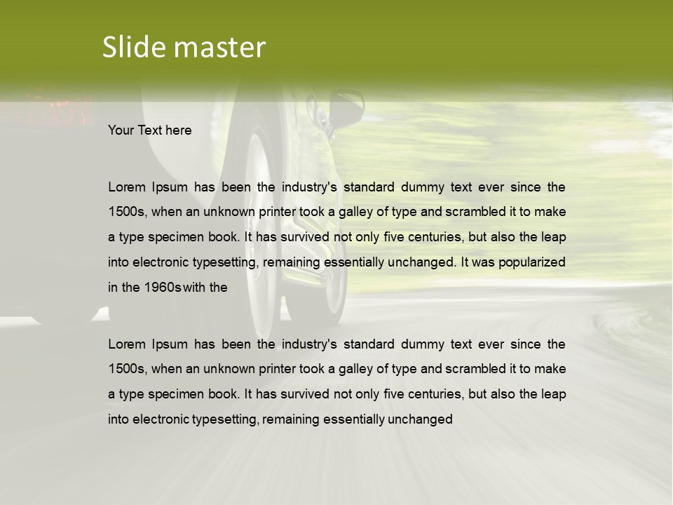 A Car Driving Down A Road With Blurry Trees In The Background PowerPoint Template