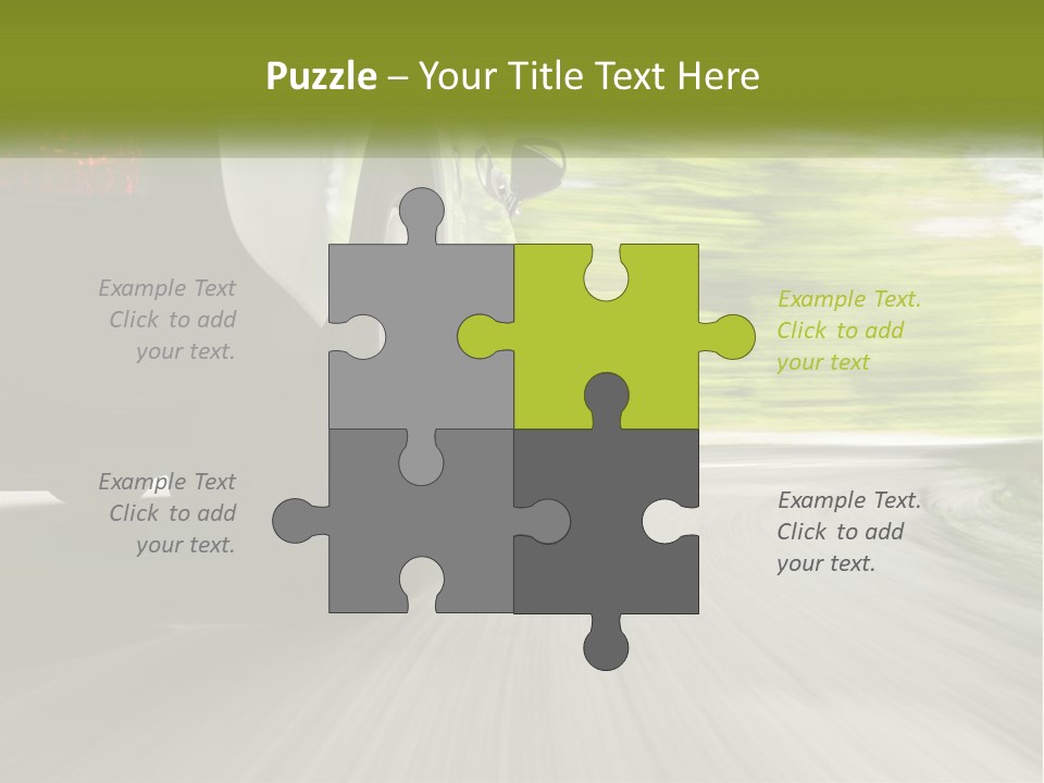A Car Driving Down A Road With Blurry Trees In The Background PowerPoint Template
