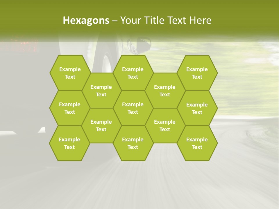 A Car Driving Down A Road With Blurry Trees In The Background PowerPoint Template