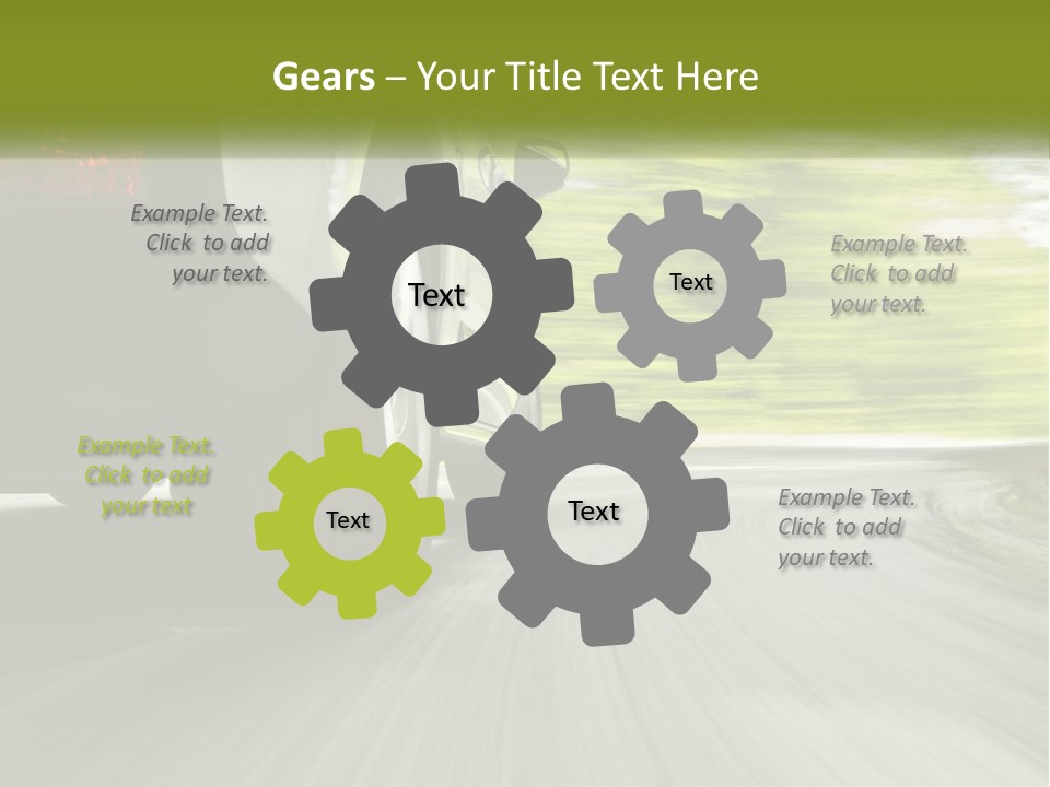 A Car Driving Down A Road With Blurry Trees In The Background PowerPoint Template