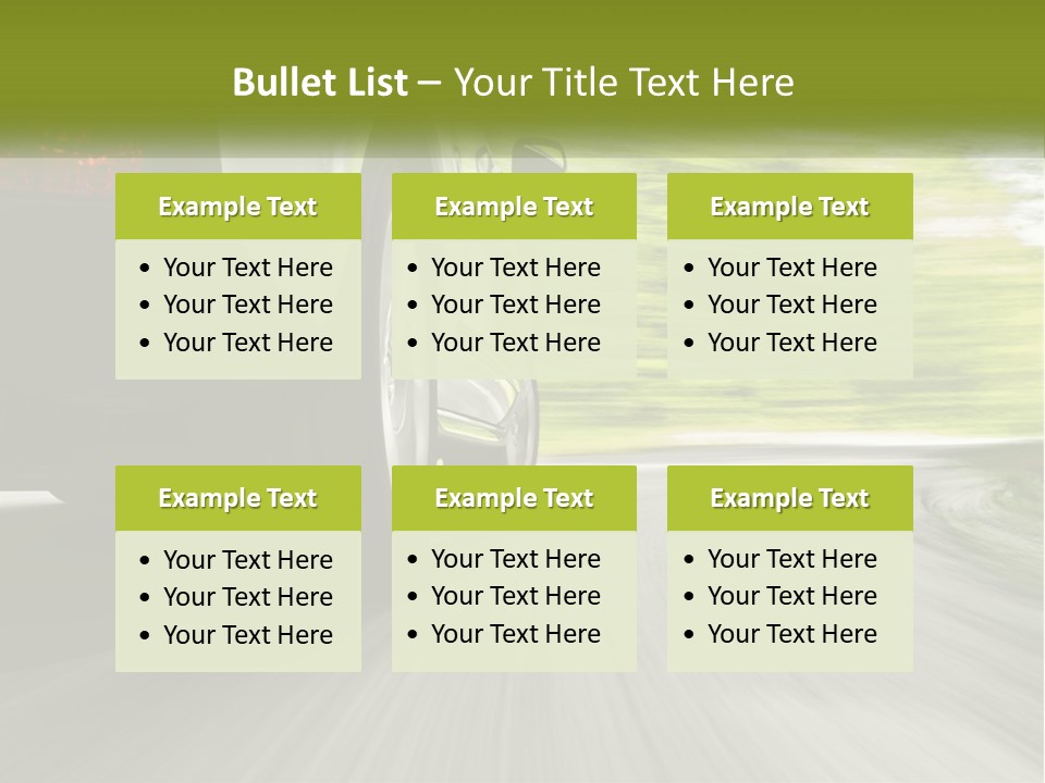 A Car Driving Down A Road With Blurry Trees In The Background PowerPoint Template
