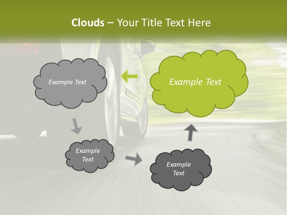 A Car Driving Down A Road With Blurry Trees In The Background PowerPoint Template