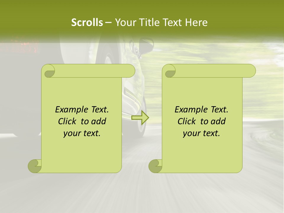 A Car Driving Down A Road With Blurry Trees In The Background PowerPoint Template