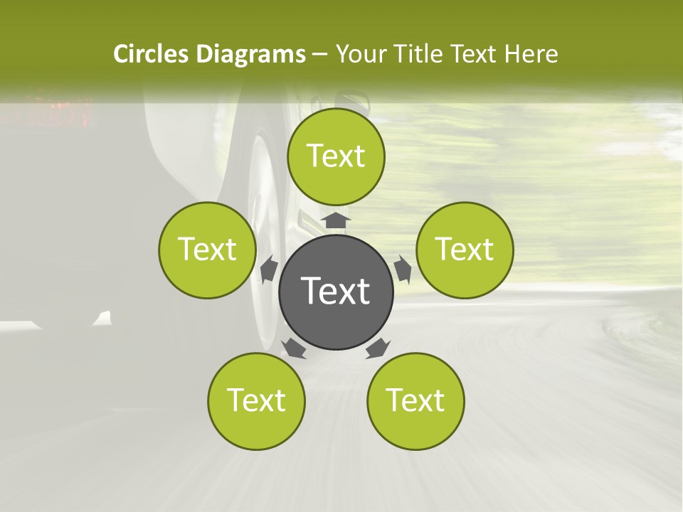A Car Driving Down A Road With Blurry Trees In The Background PowerPoint Template