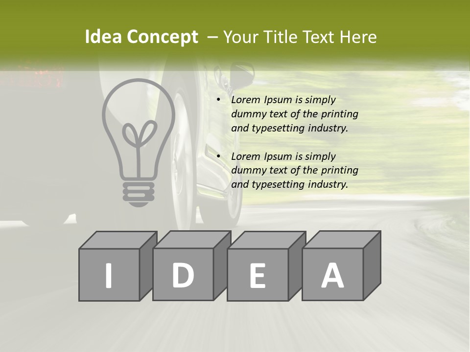 A Car Driving Down A Road With Blurry Trees In The Background PowerPoint Template