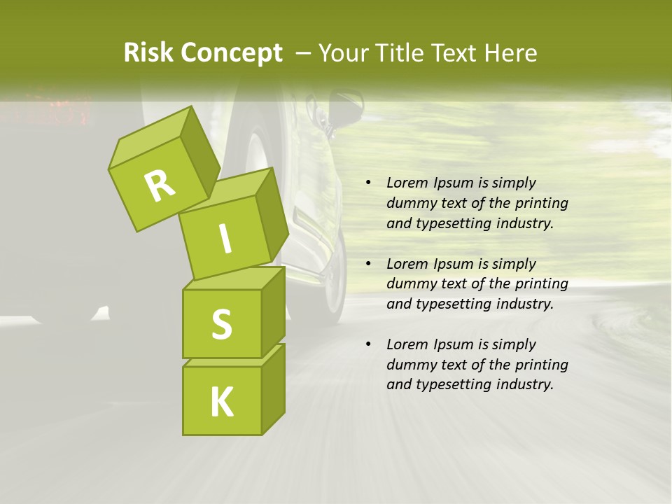A Car Driving Down A Road With Blurry Trees In The Background PowerPoint Template