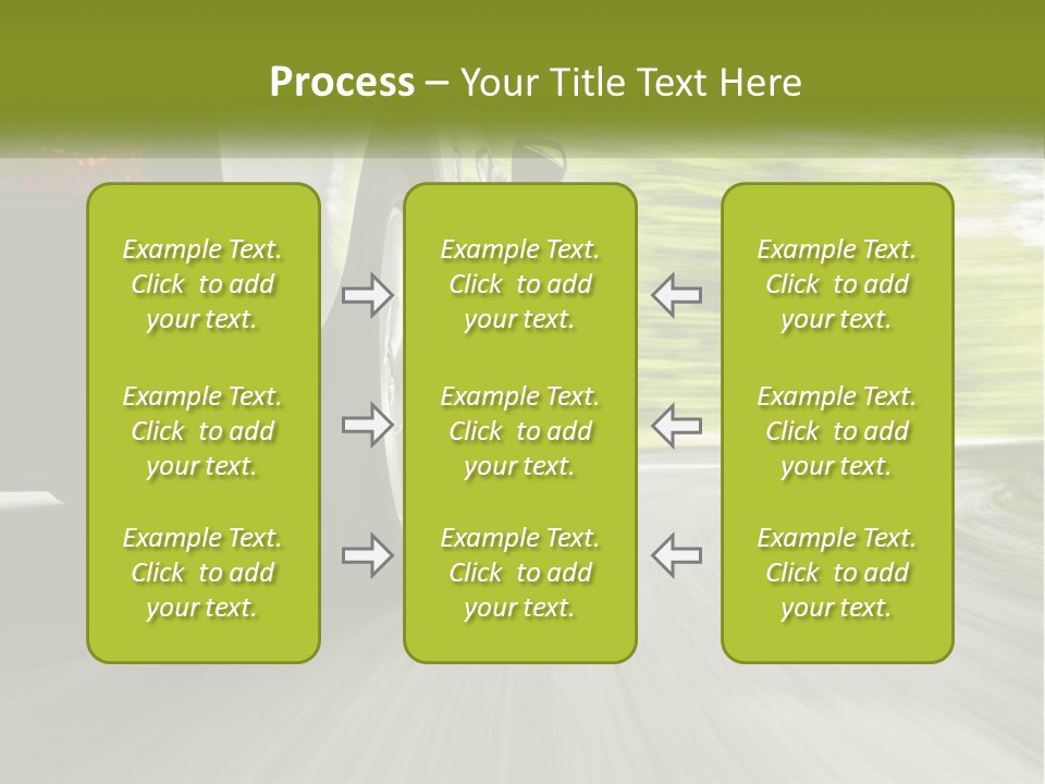 A Car Driving Down A Road With Blurry Trees In The Background PowerPoint Template