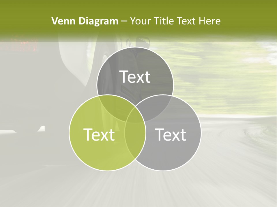 A Car Driving Down A Road With Blurry Trees In The Background PowerPoint Template