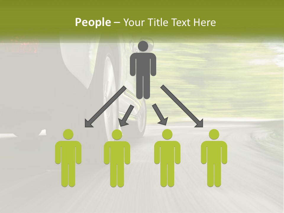A Car Driving Down A Road With Blurry Trees In The Background PowerPoint Template