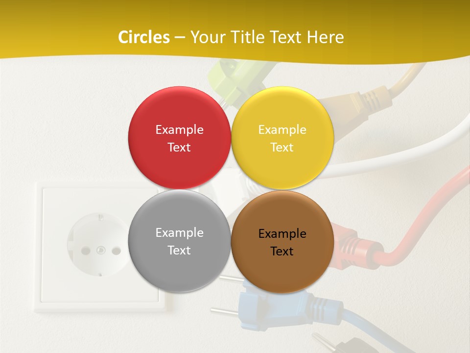 A Group Of Different Colored Electrical Plugs On A Wall PowerPoint Template