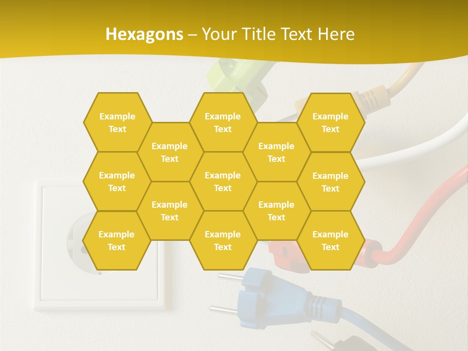 A Group Of Different Colored Electrical Plugs On A Wall PowerPoint Template
