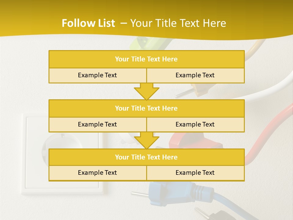 A Group Of Different Colored Electrical Plugs On A Wall PowerPoint Template
