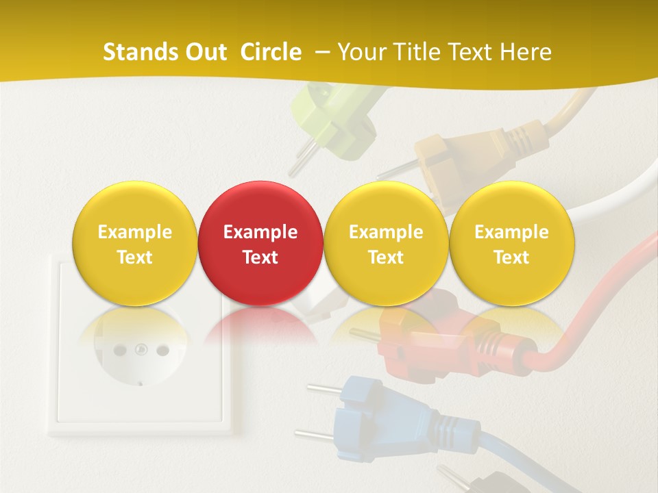A Group Of Different Colored Electrical Plugs On A Wall PowerPoint Template
