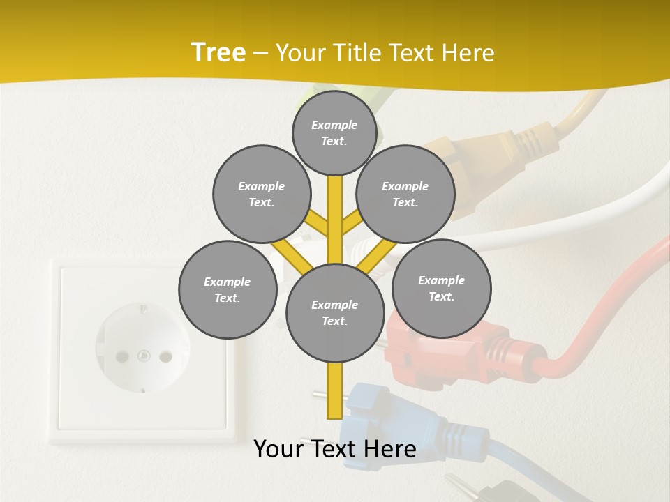 A Group Of Different Colored Electrical Plugs On A Wall PowerPoint Template