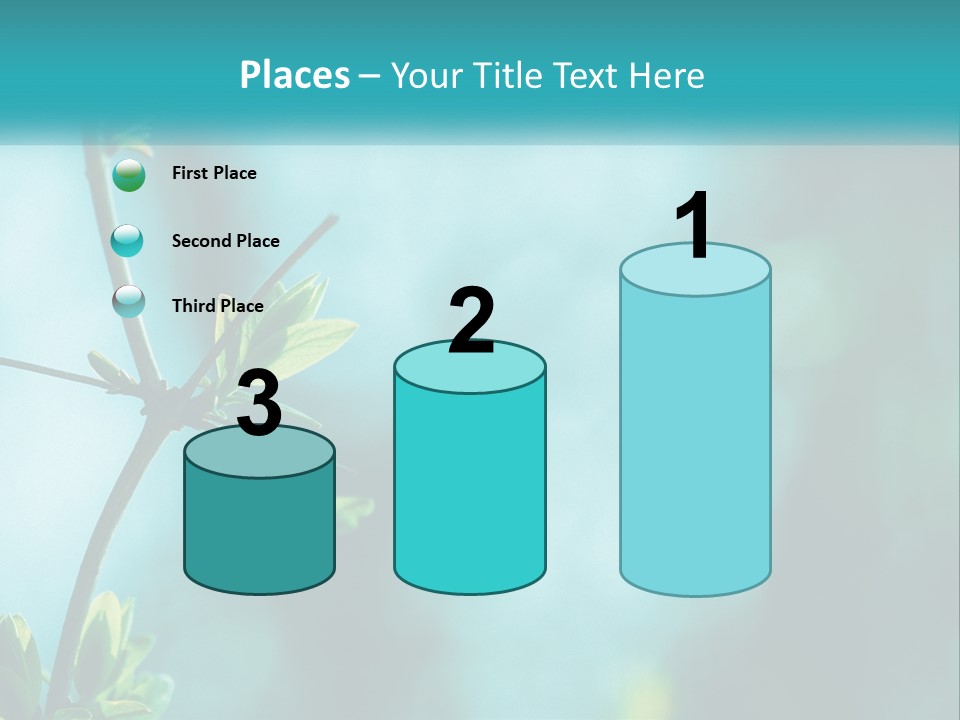 A Tree Branch With Green Leaves On It PowerPoint Template
