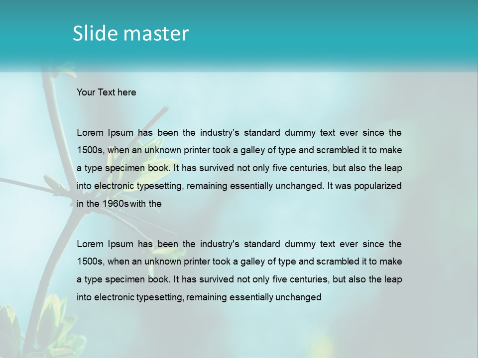 A Tree Branch With Green Leaves On It PowerPoint Template