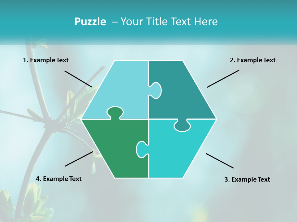 A Tree Branch With Green Leaves On It PowerPoint Template