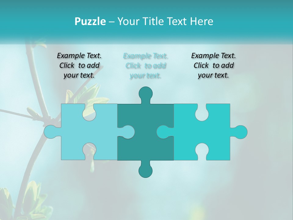 A Tree Branch With Green Leaves On It PowerPoint Template