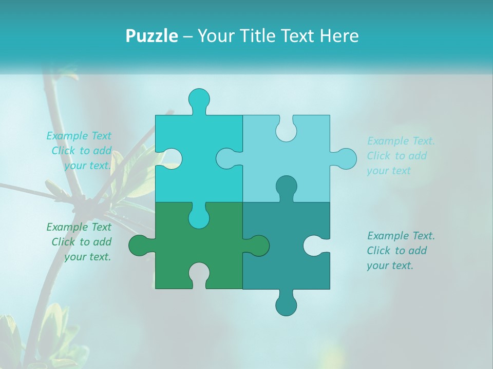 A Tree Branch With Green Leaves On It PowerPoint Template
