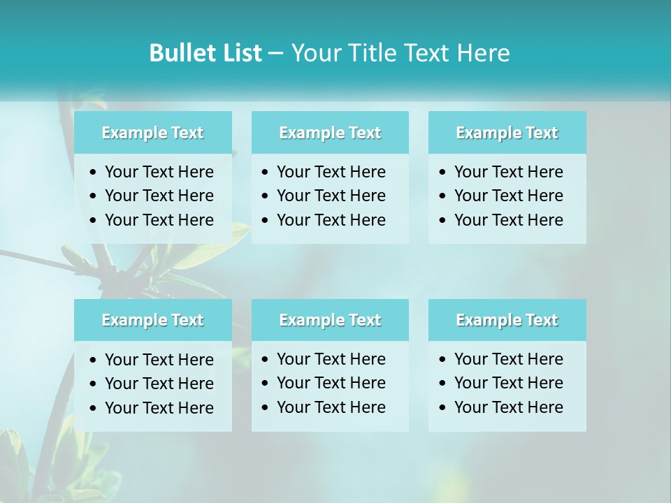 A Tree Branch With Green Leaves On It PowerPoint Template