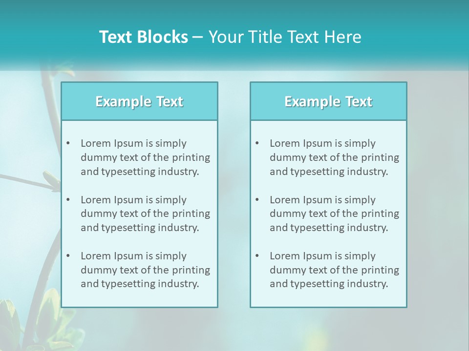 A Tree Branch With Green Leaves On It PowerPoint Template