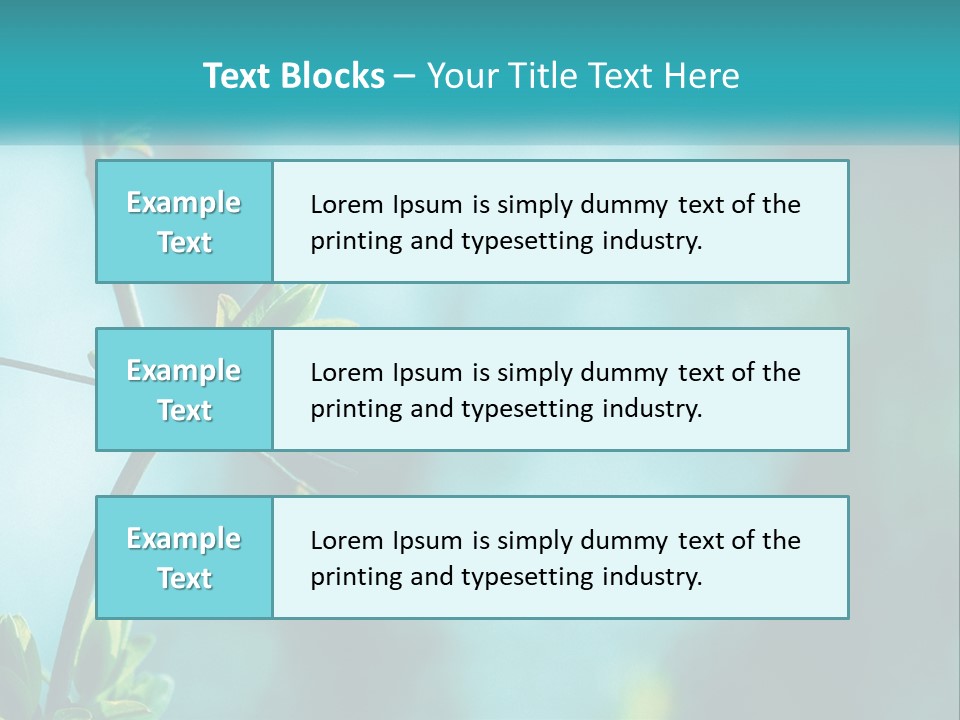 A Tree Branch With Green Leaves On It PowerPoint Template