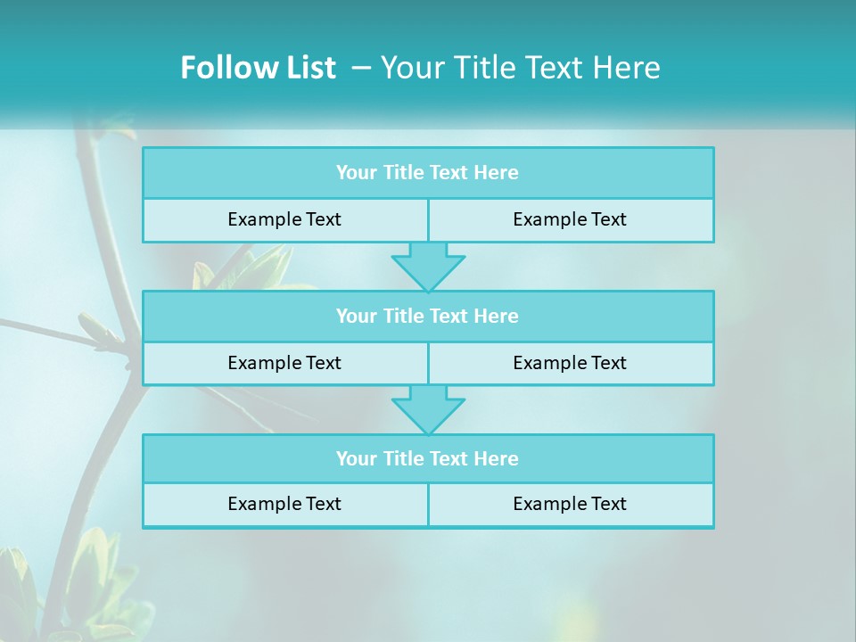 A Tree Branch With Green Leaves On It PowerPoint Template