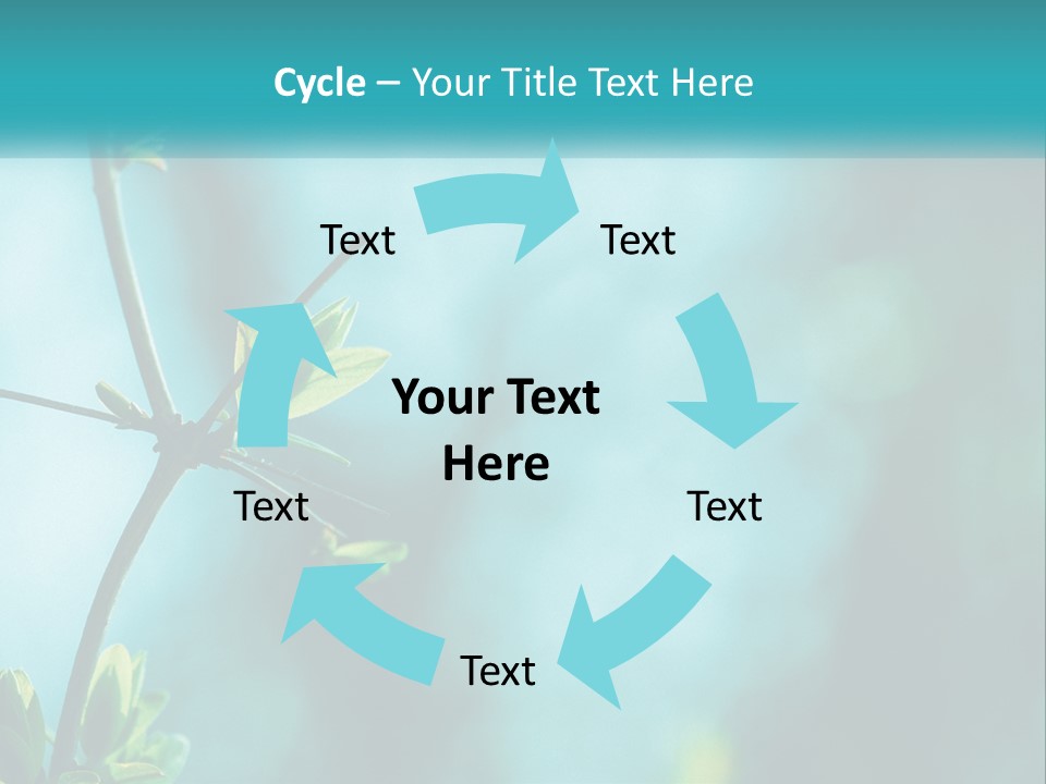 A Tree Branch With Green Leaves On It PowerPoint Template