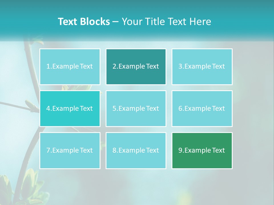 A Tree Branch With Green Leaves On It PowerPoint Template