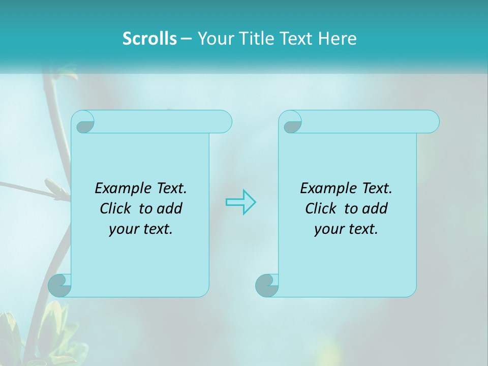 A Tree Branch With Green Leaves On It PowerPoint Template