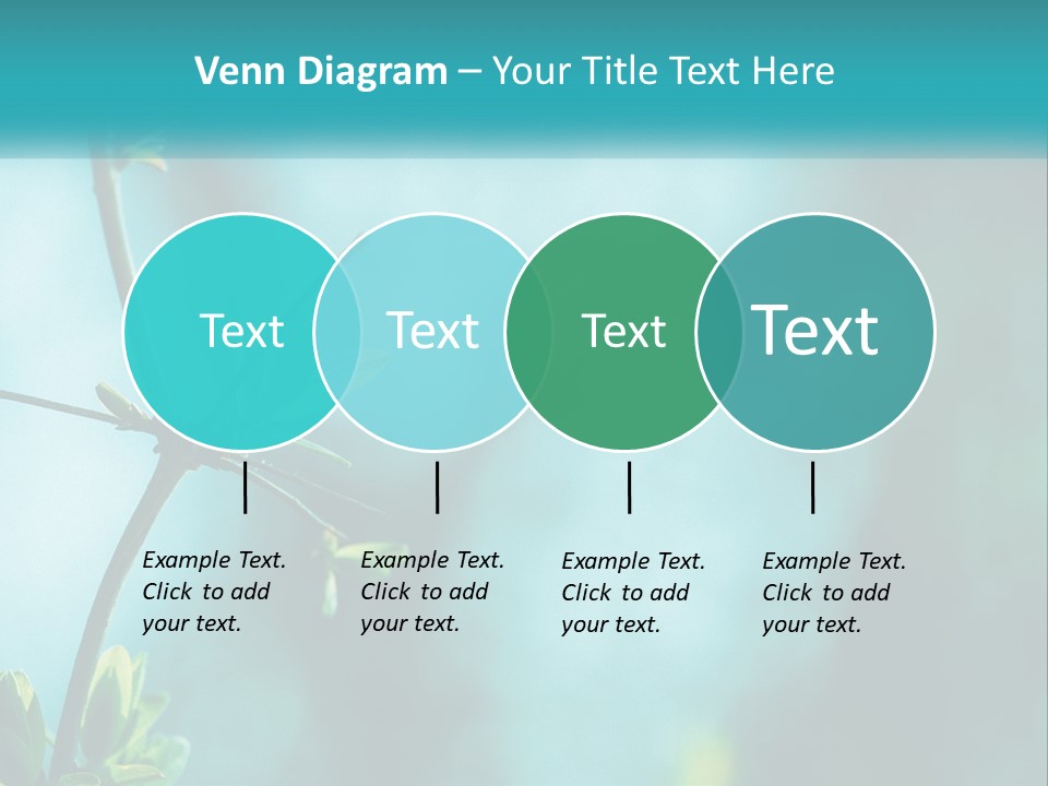 A Tree Branch With Green Leaves On It PowerPoint Template