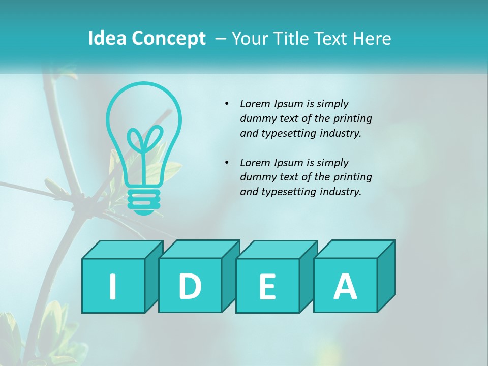 A Tree Branch With Green Leaves On It PowerPoint Template