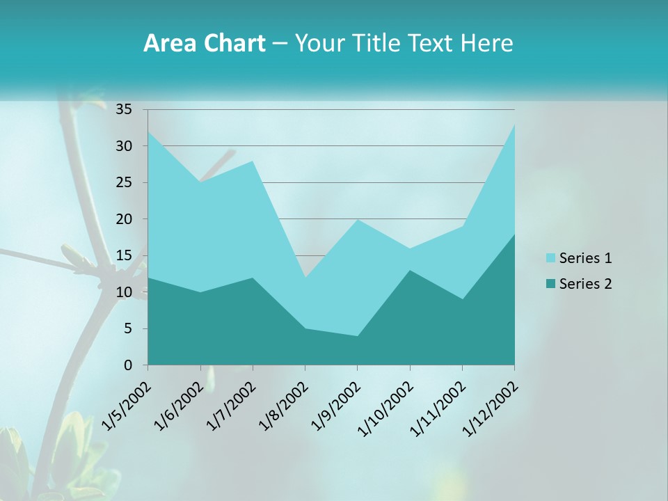 A Tree Branch With Green Leaves On It PowerPoint Template