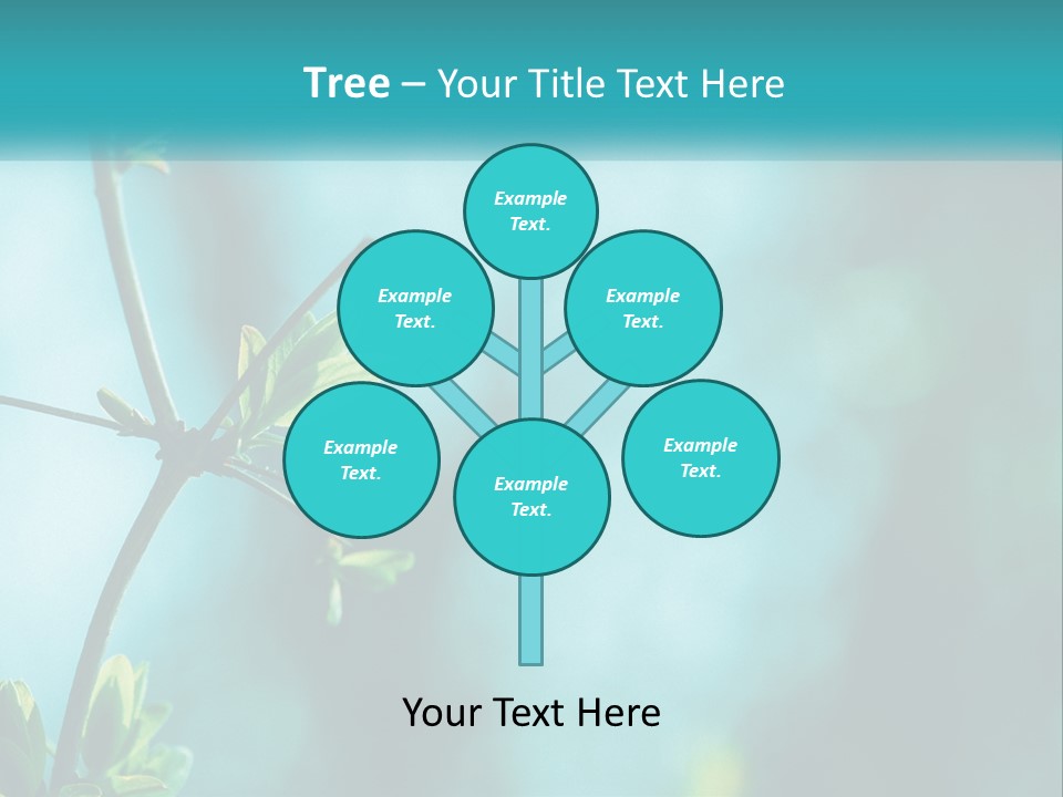 A Tree Branch With Green Leaves On It PowerPoint Template