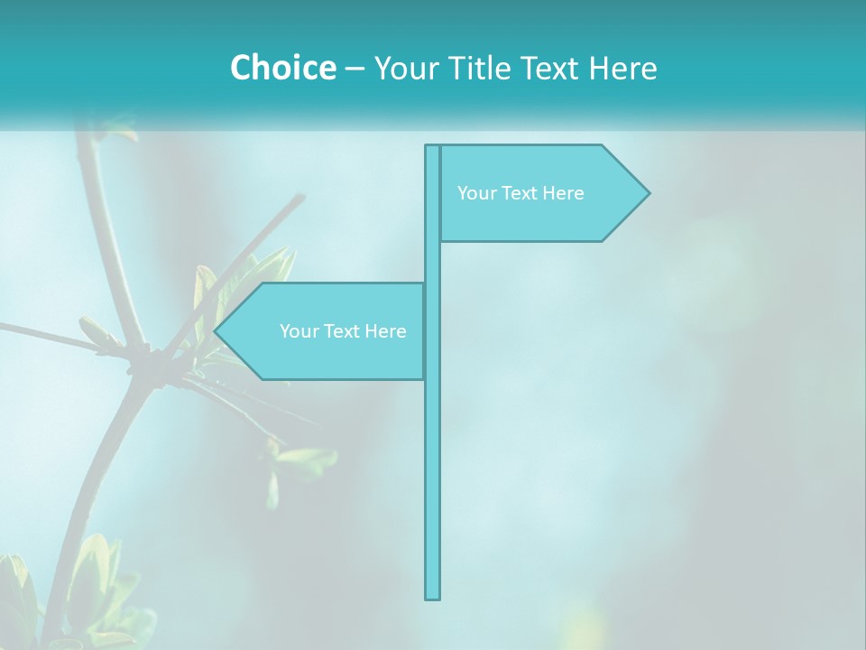 A Tree Branch With Green Leaves On It PowerPoint Template
