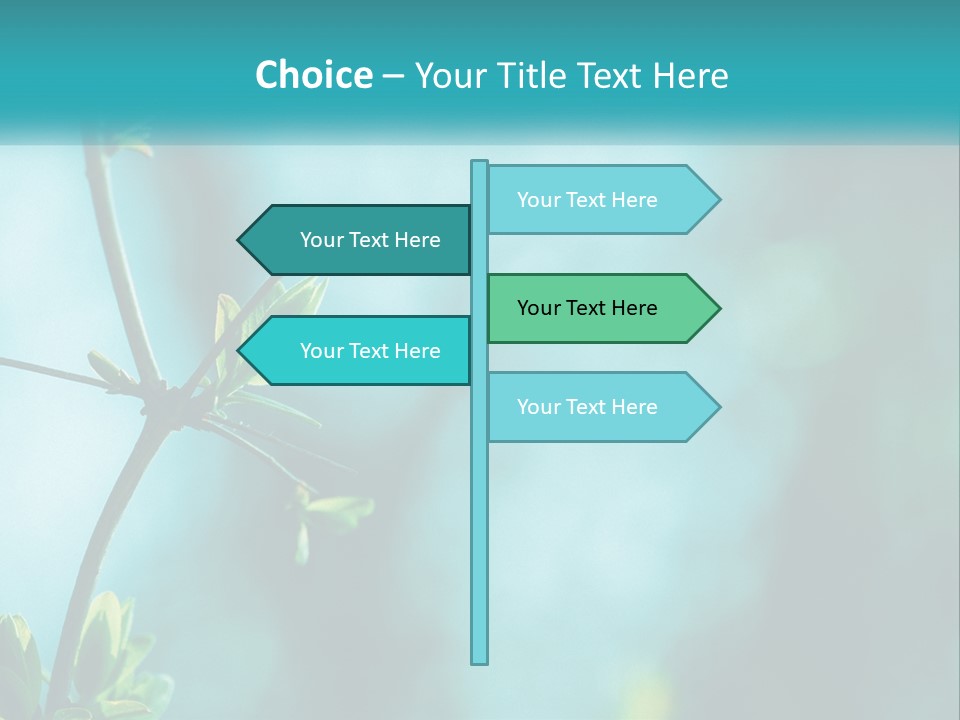 A Tree Branch With Green Leaves On It PowerPoint Template