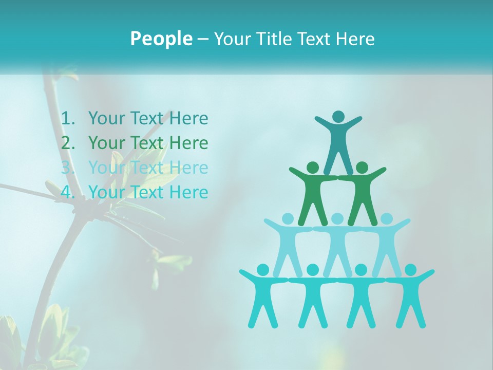 A Tree Branch With Green Leaves On It PowerPoint Template
