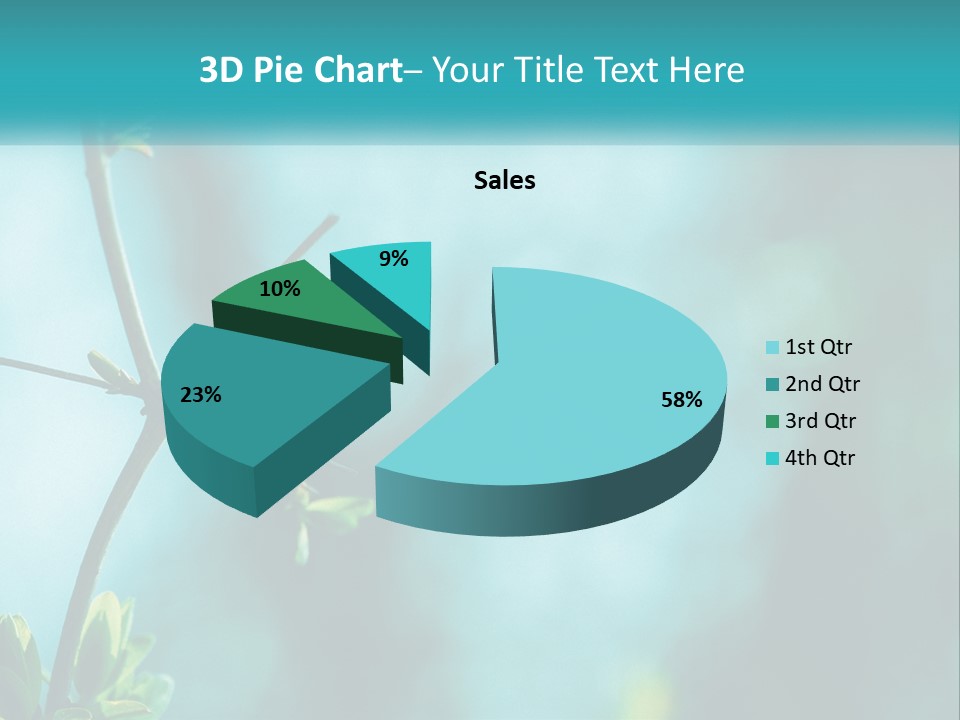 A Tree Branch With Green Leaves On It PowerPoint Template