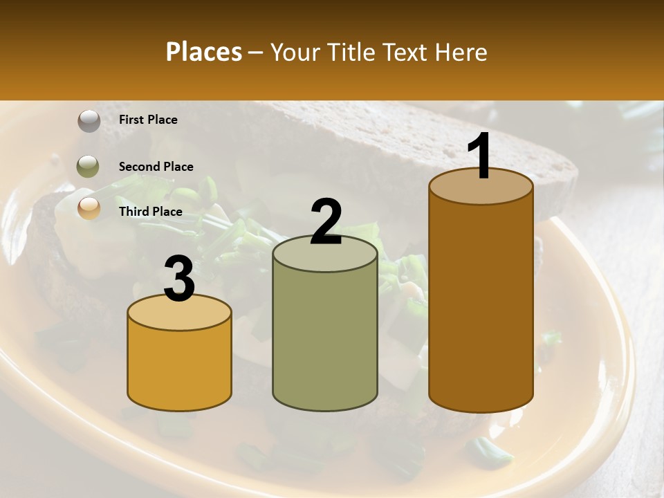 A Yellow Plate Topped With A Sandwich Covered In Cheese And Green Onions PowerPoint Template