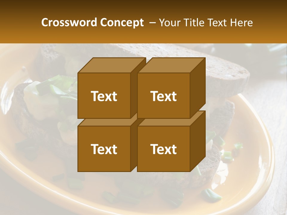 A Yellow Plate Topped With A Sandwich Covered In Cheese And Green Onions PowerPoint Template