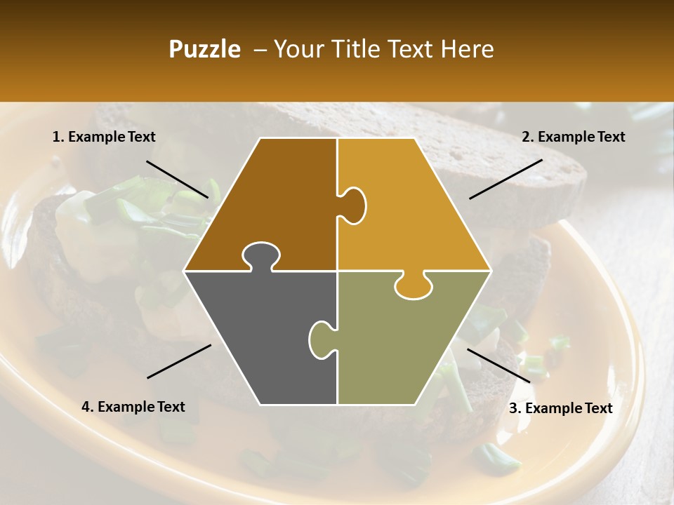 A Yellow Plate Topped With A Sandwich Covered In Cheese And Green Onions PowerPoint Template