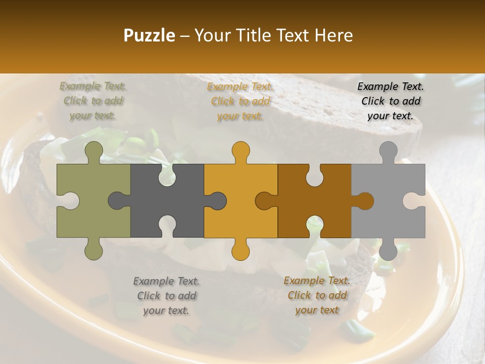 A Yellow Plate Topped With A Sandwich Covered In Cheese And Green Onions PowerPoint Template
