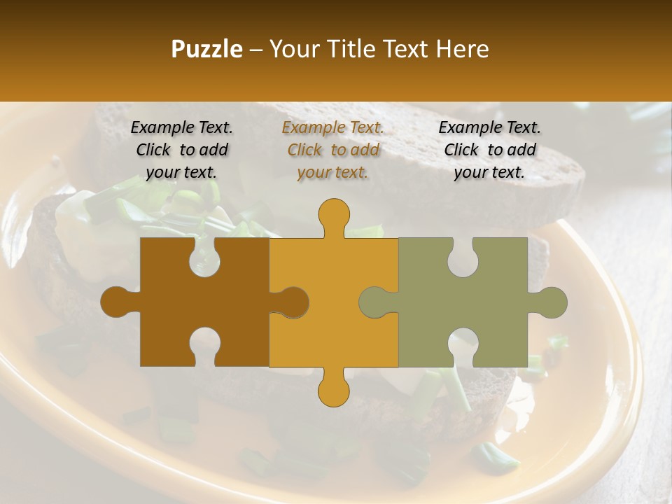 A Yellow Plate Topped With A Sandwich Covered In Cheese And Green Onions PowerPoint Template