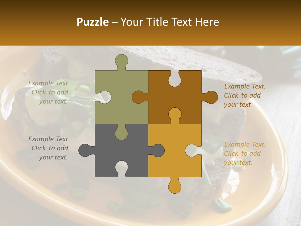 A Yellow Plate Topped With A Sandwich Covered In Cheese And Green Onions PowerPoint Template